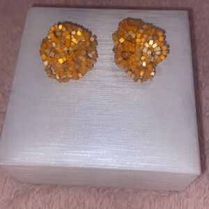 Gold Beaded Cluster Stud Earrings
